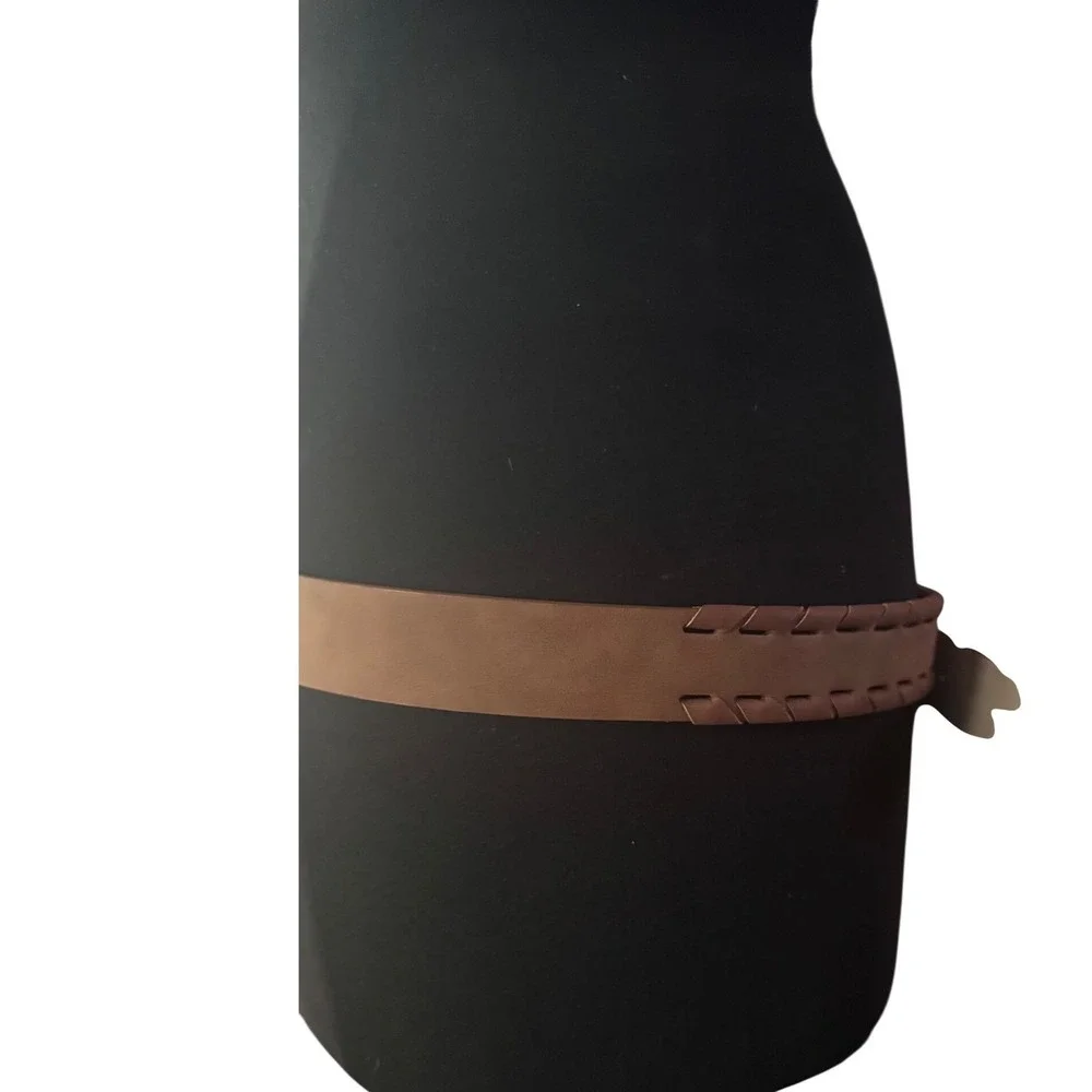 Jessica Simpson Womens XL 34-38 Waist Brown Faux Leather Stitch‎ Detail Belt